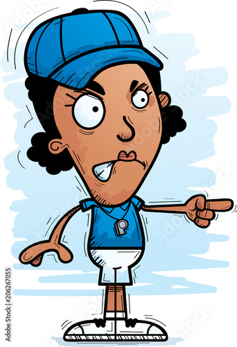 Angry Cartoon Black Woman Coach