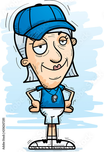 Confident Cartoon Senior Coach