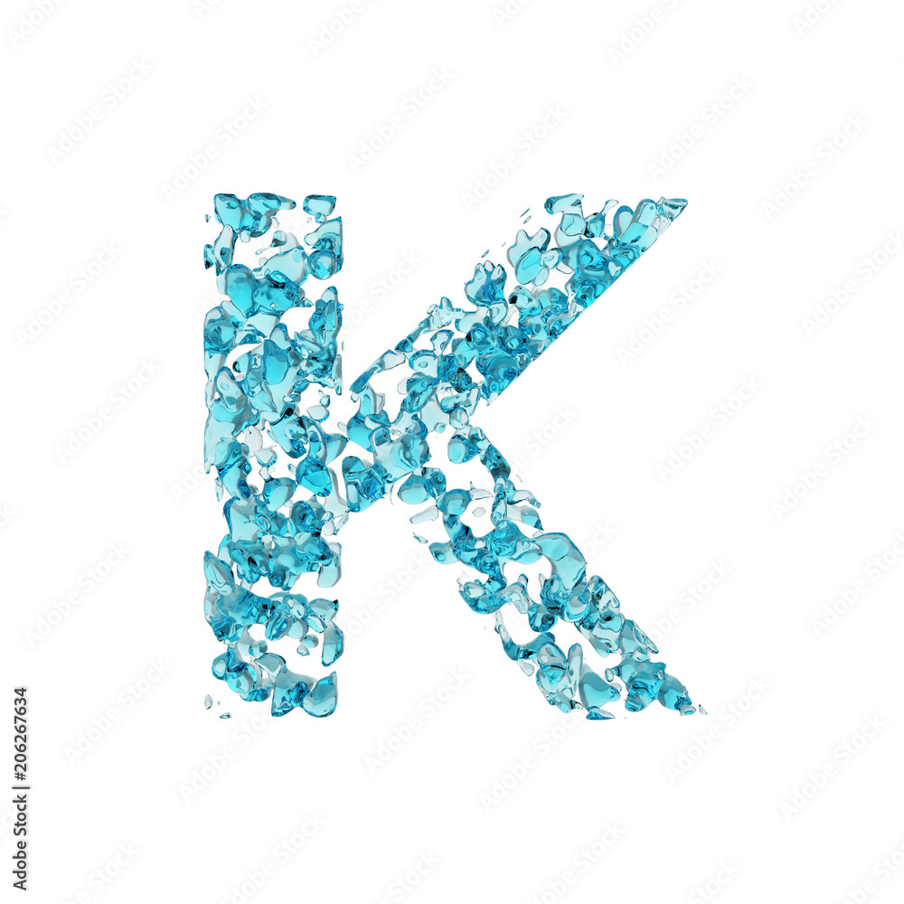 Alphabet Letter K Uppercase Liquid Font Made Of Blue Water Drops 3d Render Isolated On White Background Stock Illustration Adobe Stock