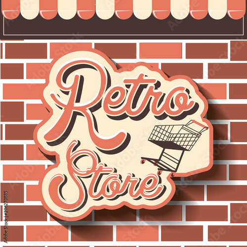 retro store label with shopping cart vector illustration design