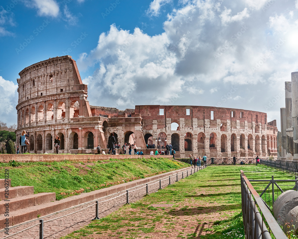 Italy, Rome, March 13 / 2018 Colosseum, tourists visit the archaeological site