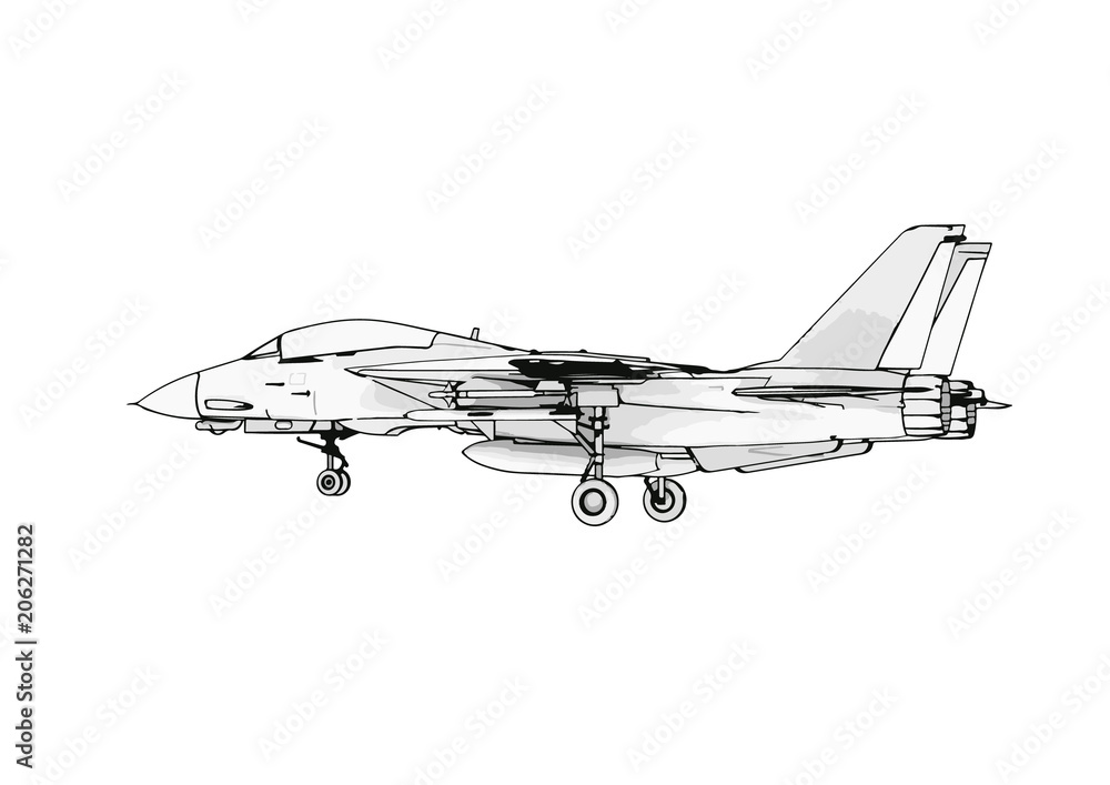 sketch of military airplane vector sketch of military airplane vector