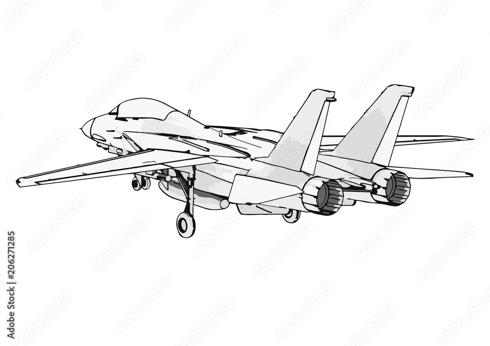 sketch of military airplane vector sketch of military airplane vector
