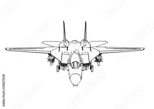 sketch of military airplane vector