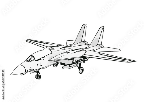 sketch of military airplane vector