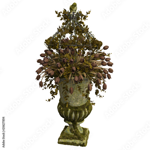 old classic vase with tulips