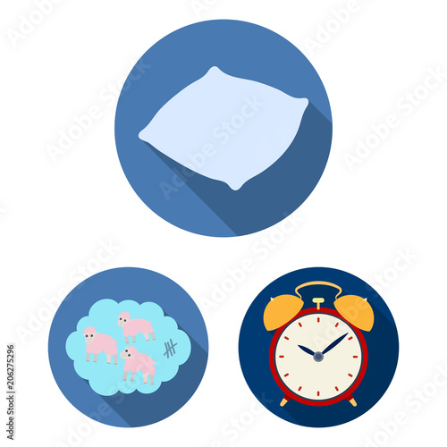 Rest and sleep flat icons in set collection for design. Accessories and comfort vector symbol stock web illustration.