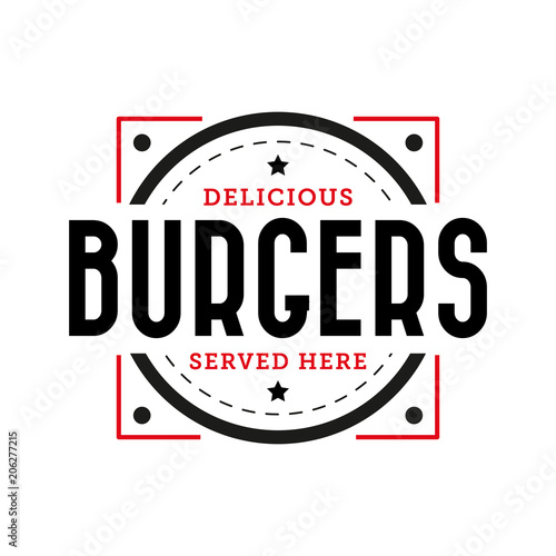 Delicious burger stamp vintage
