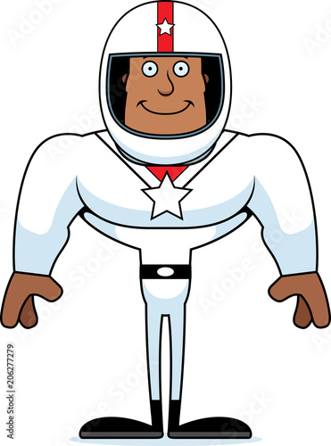 Cartoon Smiling Race Car Driver
