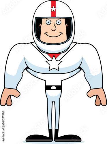 Cartoon Smiling Race Car Driver