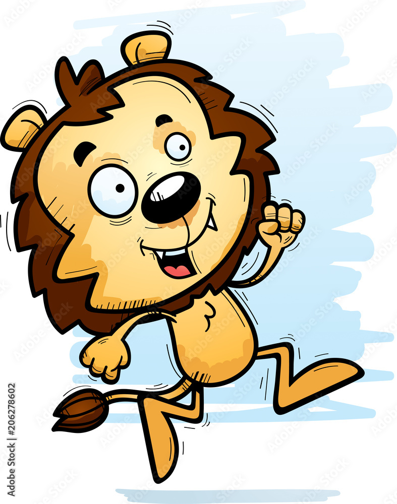 Obraz premium Cartoon Male Lion Running