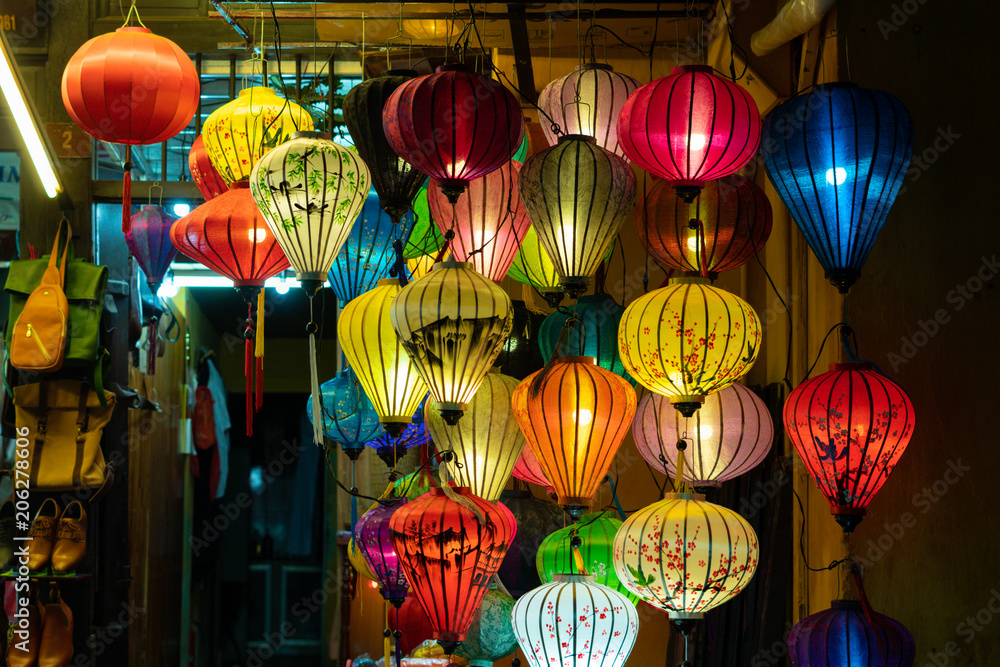 Beautiful lantern in Hoi An old town. Royalty high-quality stock image of very much lantern for sale and decoration in Hoi An. Hoi An, once known as Faifo and noted as a UNESCO World Heritage Site