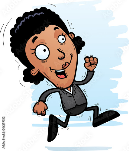 Cartoon Black Businesswoman Running