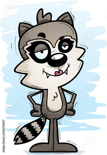 Confident Cartoon Female Raccoon
