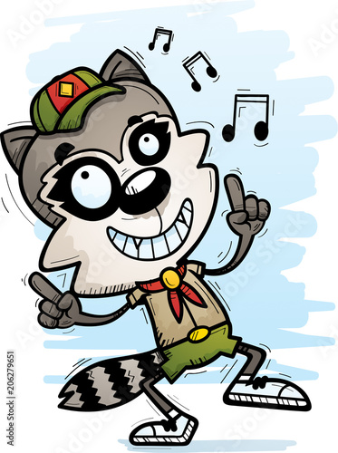 Cartoon Male Raccoon Scout Dancing