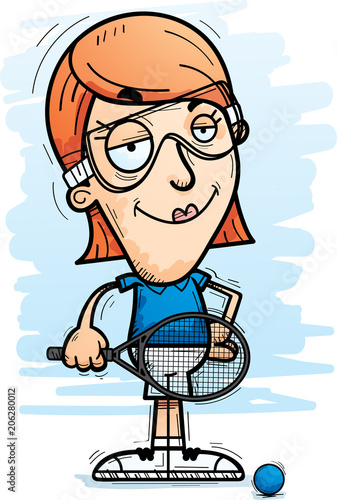 Confident Cartoon Racquetball Player