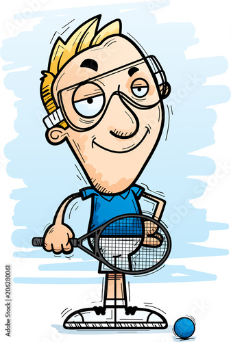 Confident Cartoon Racquetball Player