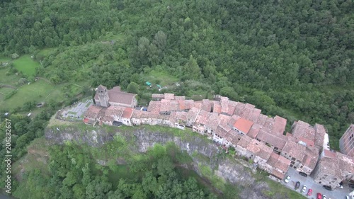 Catalonia. Aerial view in Castellfollit de la Roca. Spain. 4k Drone Video