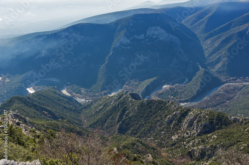 Landscape of Nestos River Gorge near town of Xanthi  East Macedonia and Thrace  Greece