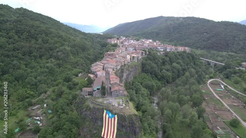 Castellfollit de la Roca, village of Catalonia,Spain. Drone Footage