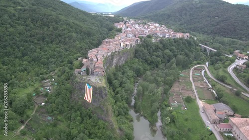 Castellfollit de la Roca, village of Catalonia,Spain. Drone Footage