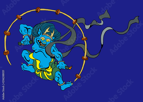 版権切れ有名絵画の模写 雷神 色違い Stock イラスト Adobe Stock