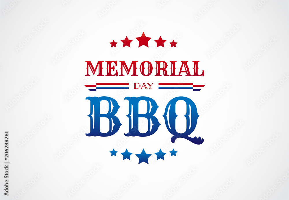 Memorial Day BBQ barbeque sign invitation vector logo Memorial Day BBQ barbeque sign invitation vector logo