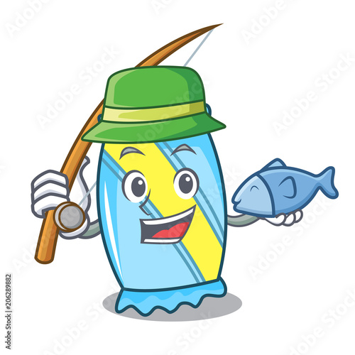Fishing candy mascot cartoon style
