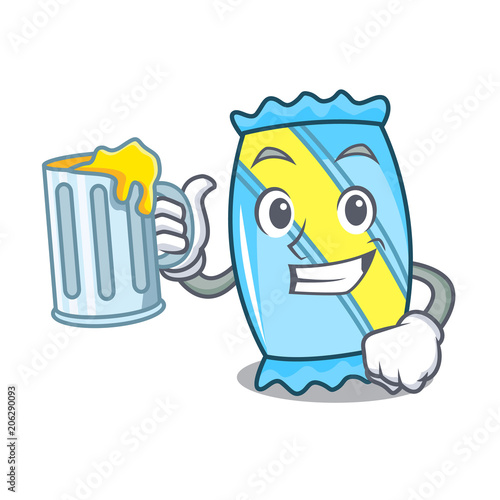 With juice candy mascot cartoon style