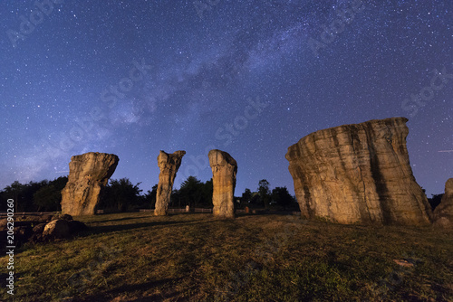 Milky way over Mo Hin Khao in Chaiyaphum, Thailand.