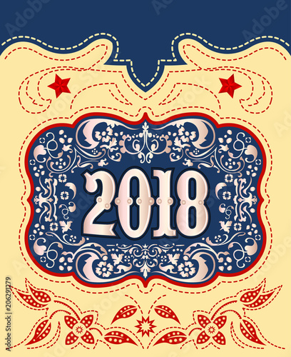 2018 western style holidays design, cowboy belt buckle with background, event poster