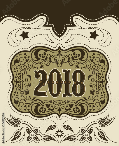 2018 western style holidays design, cowboy belt buckle with background, event poster