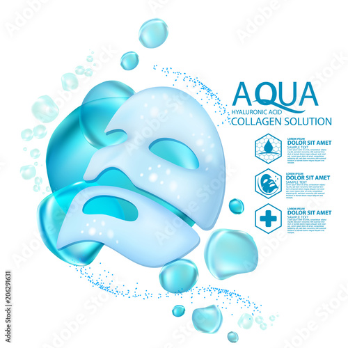 facial mask aqua skin collagen Serum and Background Concept Skin Care Cosmetic.