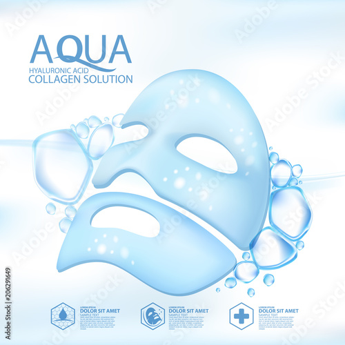 facial mask aqua skin collagen Serum and Background Concept Skin Care Cosmetic.