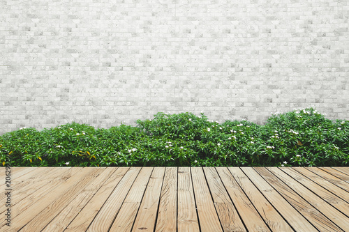 Slika na platnu bush brick wall and wood floor background