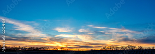 Vibrant fall sunset over Kansas prairie 