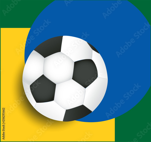 Soccer ball on blue yellow and green background vector. Football concept illustration.