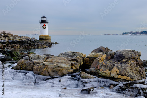 Lighthouse with Christmas Wreath