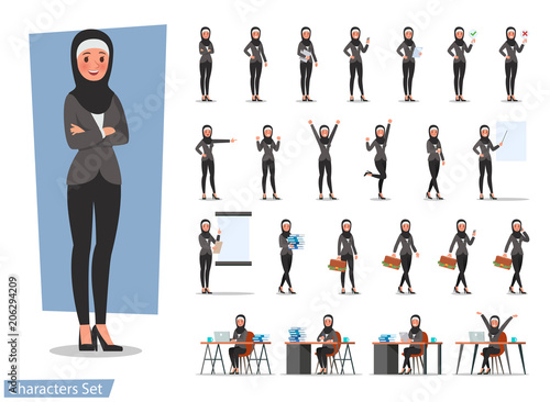 set of business woman character poses no2
