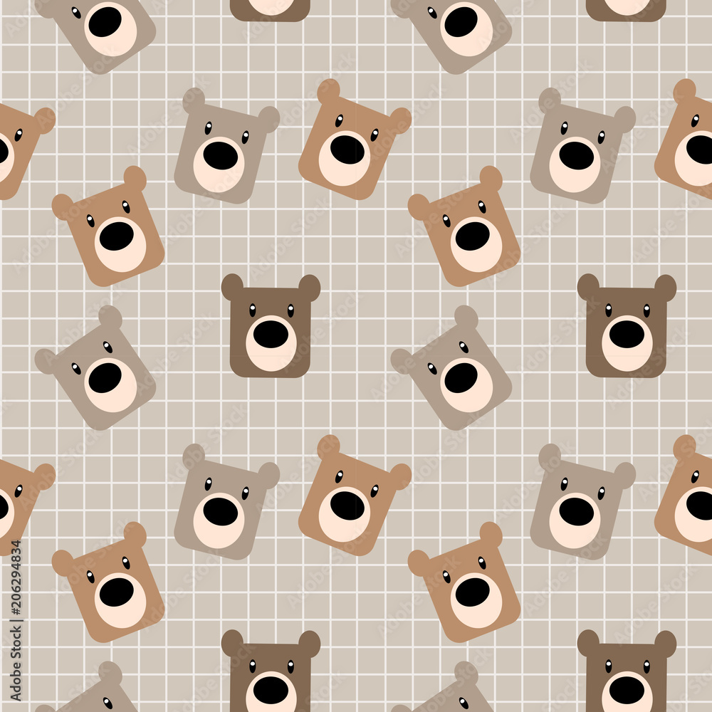 Obraz premium Cute bear's face seamless pattern.