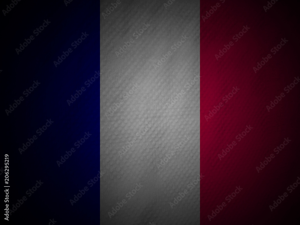 Flag of France. old dirty wall or grunge background