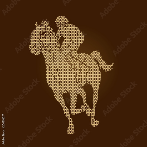 Horse racing ,Jockey riding horse, design using geometric pattern graphic vector.