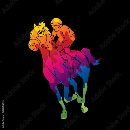 Horse racing ,Jockey riding horse, design using colorful graphic vector.