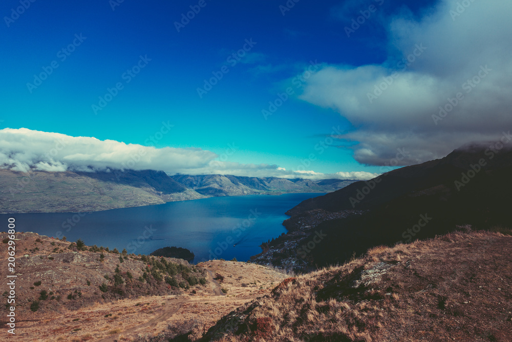Landscape of Queenstown Hill, South island,  New Zealand