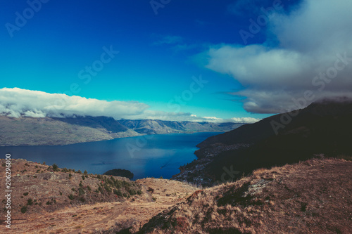 Landscape of Queenstown Hill, South island, New Zealand