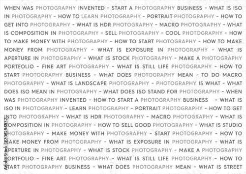 Photography Grey Keywords Marketing Concept. Photographs Poster on White Background.