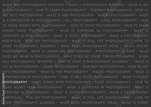 Photography Grey Keywords Marketing Concept. Photographs Poster on Grey Background.
