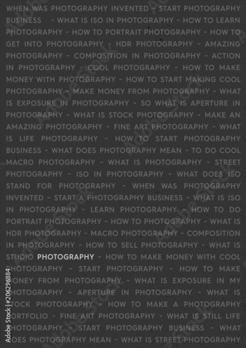 Photography Strong Keywords Marketing Concept. Photographs Poster on Grey Background.