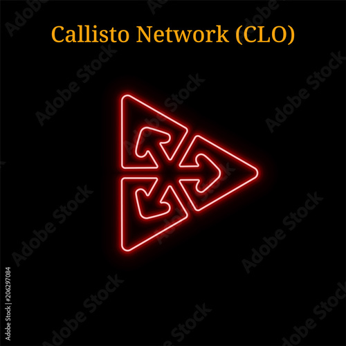 Red neon Callisto Network (CLO) cryptocurrency symbol