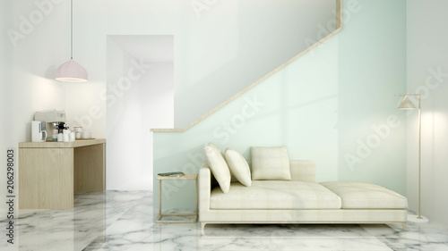 The interior relax space 3d rendering minimal 	